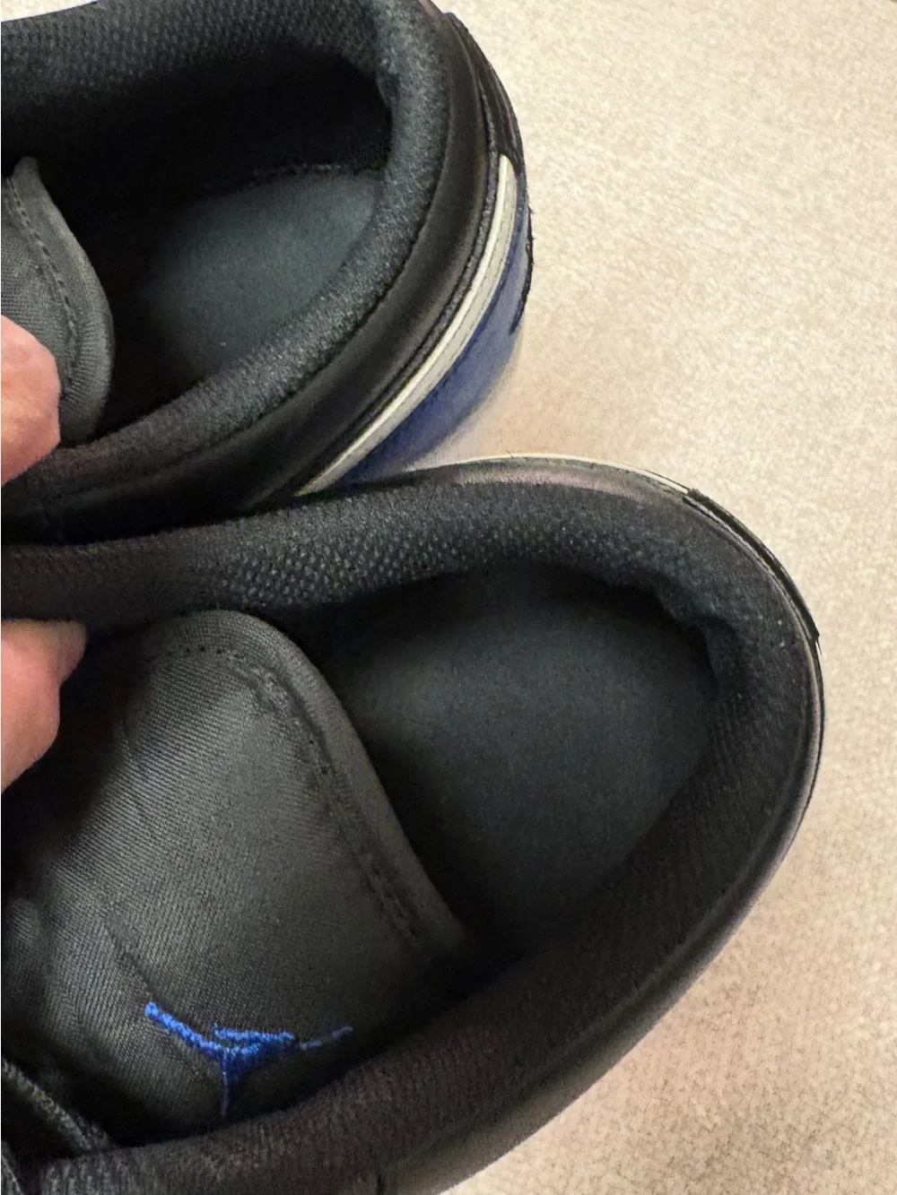 Nike Air Jordan Black and Blue Low-Top Sneakers Size 8.5
